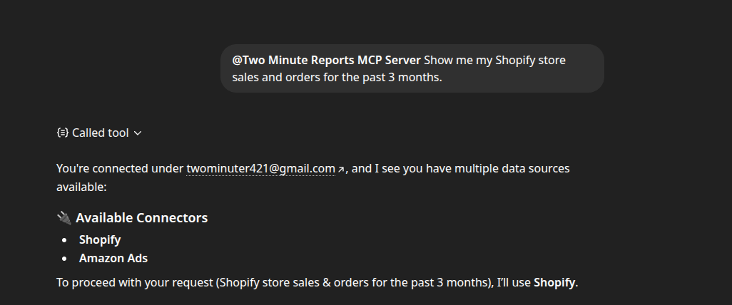 Shopify query in ChatGPT